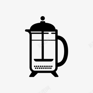 法式印刷机咖啡咖啡豆图标图标
