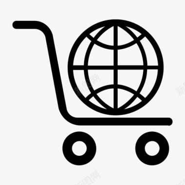 全球购物电子商务国际航运图标图标