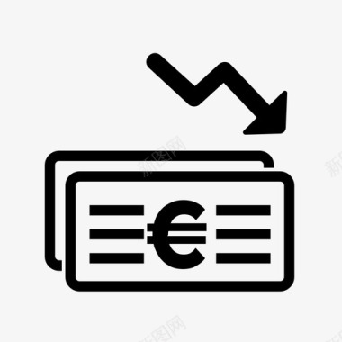 欧元下跌货币金融图标图标