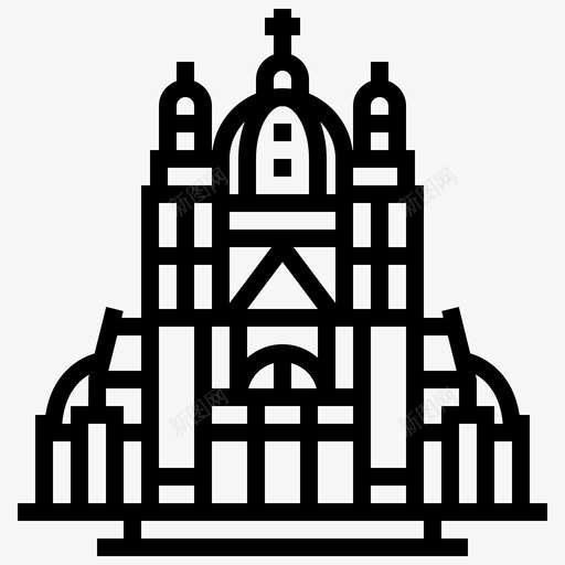 圣心大教堂建筑地标图标svg_新图网 https://ixintu.com 圣心大教堂 地标 城镇 建筑
