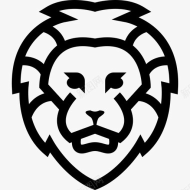 狮子脸勾勒正面动物有趣的动物图标图标