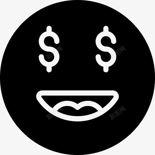 钱表情脸图标svg_新图网 https://ixintu.com 漂亮图标表情2固体 脸 表情 钱