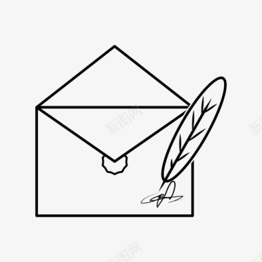 羽毛信封信件邮件图标图标