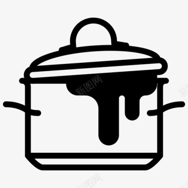 带泡沫的炊具煮沸烹饪图标图标