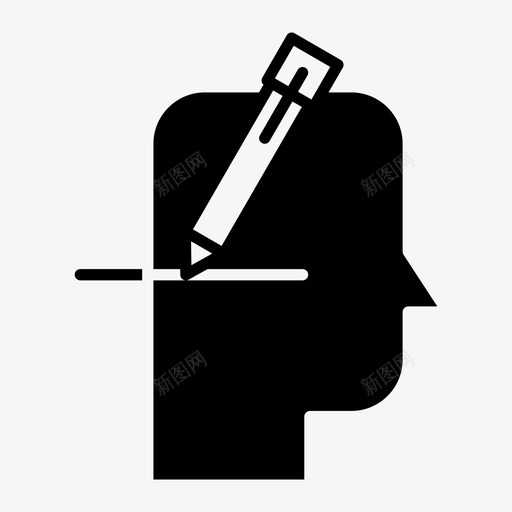 思考头脑铅笔图标svg_新图网 https://ixintu.com 写作 头脑 思考 铅笔