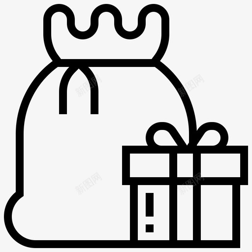 圣诞老人包圣诞礼物图标svg_新图网 https://ixintu.com 圣诞 圣诞老人包 新年 礼物 袋子