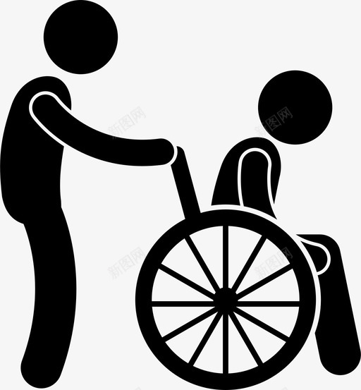 照顾老人照顾残障图标svg_新图网 https://ixintu.com 人道主义 志愿者慈善 残障 照顾 照顾老人 老人 轮椅