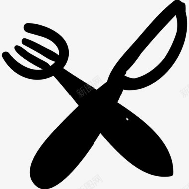 叉子和刀叉交叉手绘吃饭工具夫妇食物手绘酒店图标图标