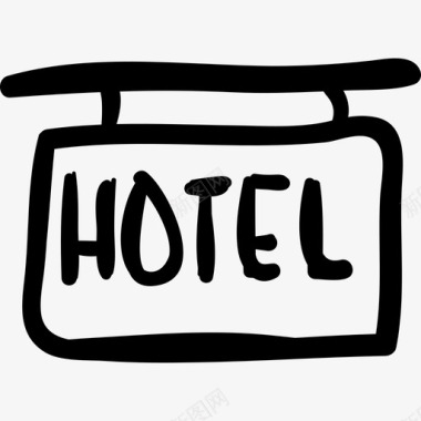 酒店手绘矩形信号旅游手绘酒店图标图标