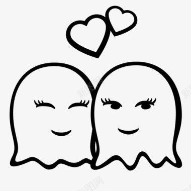 恋爱中的鬼魂情侣表情符号图标图标