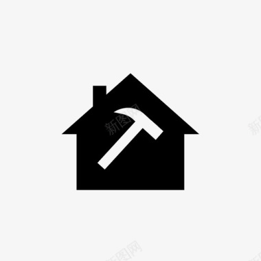 房屋承包商建筑施工图标图标