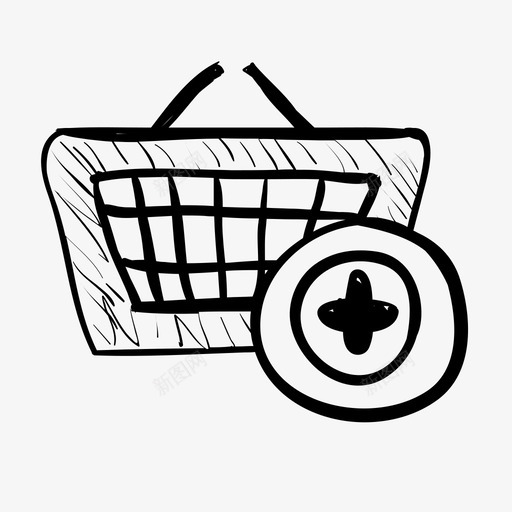添加到篮子袋子购买图标svg_新图网 https://ixintu.com 手绘杂项 添加到篮子 袋子 订购 购买 购物 超市