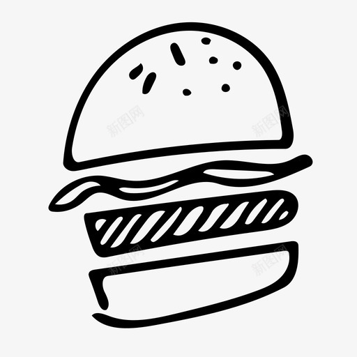 汉堡牛肉手绘图标svg_新图网 https://ixintu.com 午餐 手绘 汉堡 牛肉