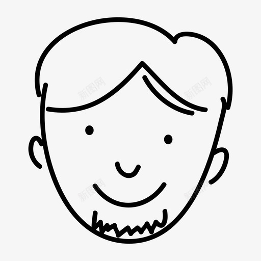 男孩面部毛发手绘图标svg_新图网 https://ixintu.com 手绘 手绘脸 男孩 男性 面部毛发