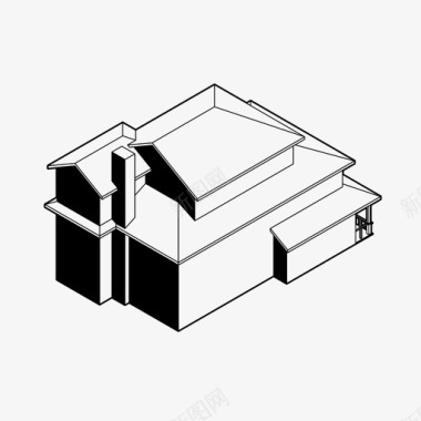 房屋轴测建筑家庭住宅图标图标