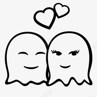 幽灵情人节表情符号恋爱中图标图标