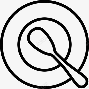 深盘子吃饭餐馆图标图标