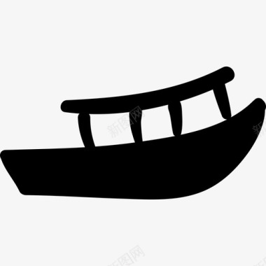 独木舟或船填充轮廓手绘海滩手绘细节图标图标