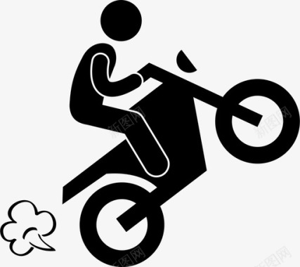 摩托车特技摩托车一个轮子图标图标
