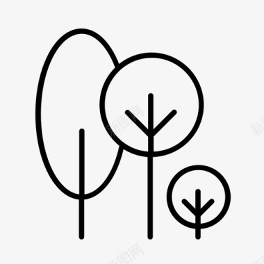 树木灌木丛自然图标图标