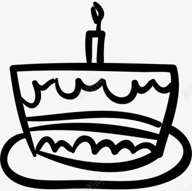 生日蛋糕手绘庆祝食品手工烹饪图标图标