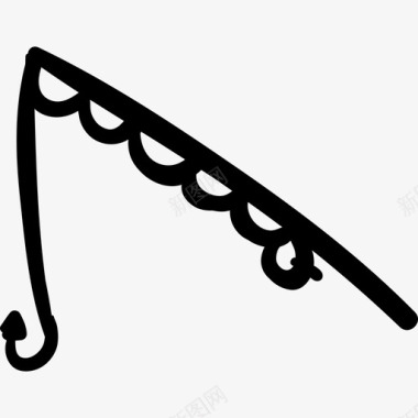 鱼竿挂钩手绘山手绘细部图标图标