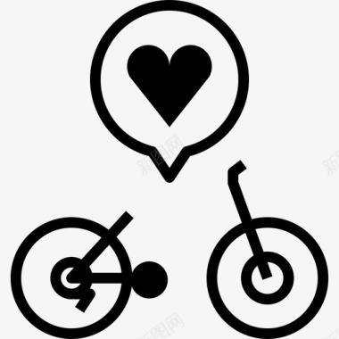 山地自行车爱自行车心图标图标