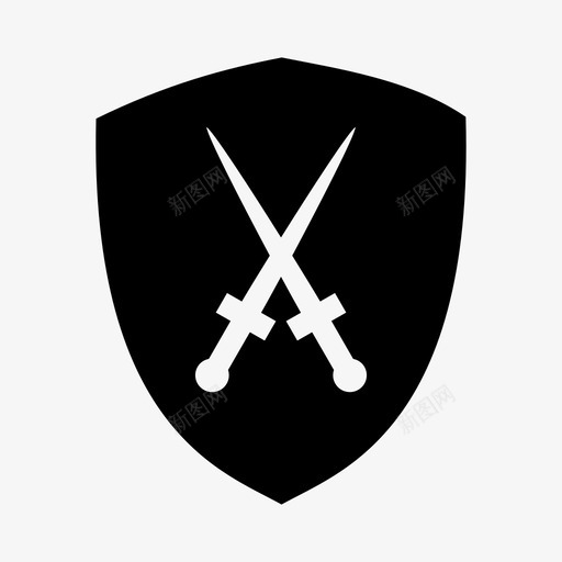 盾牌十字防御图标svg_新图网 https://ixintu.com 剑 十字 武器 盾牌 防御 骑士