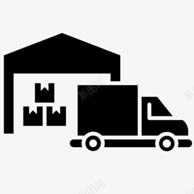 仓库箱子运输卡车图标图标