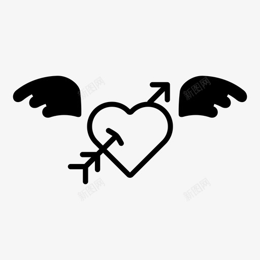 爱丘比特心图标svg_新图网 https://ixintu.com 丘比特 心 情人 爱 长翅膀的心