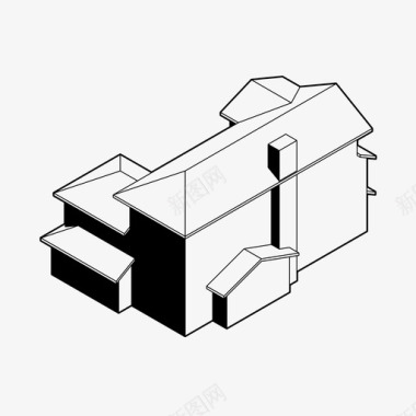 房屋轴测建筑家庭住宅图标图标