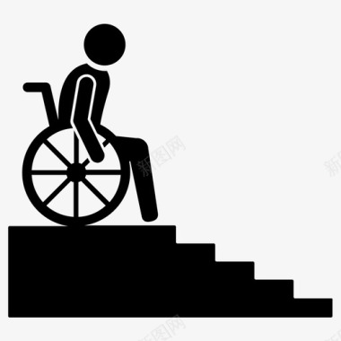 残疾人无障碍楼梯图标图标