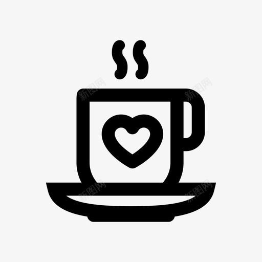 咖啡之爱2月14日心图标svg_新图网 https://ixintu.com 2月14日 咖啡之爱 心