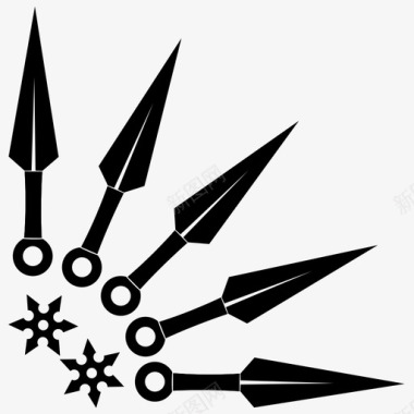 kunai和shurikens刀忍者图标图标