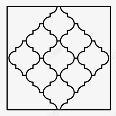 图案阿拉伯瓷砖中国几何图标图标