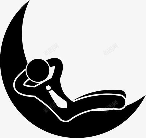 商人睡在月亮上午睡晚上图标svg_新图网 https://ixintu.com 休息 午睡 商人睡在月亮上 富有成效的商人 放松 晚上