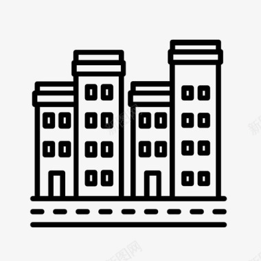 城市建筑物公寓图标图标