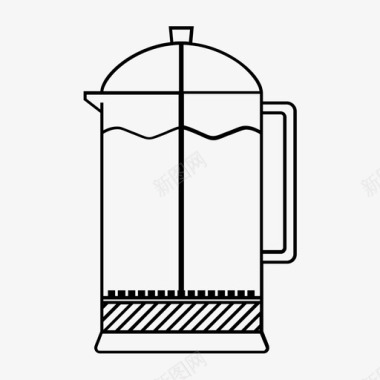 法式压榨机咖啡机图标图标