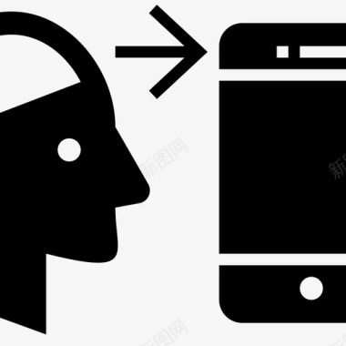 大脑和电话箭头沟通图标图标