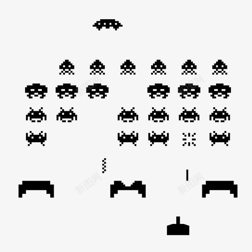 外星人攻击街机游戏乐趣图标svg_新图网 https://ixintu.com 乐趣 外星人攻击 太空入侵者 游戏 街机游戏 视频游戏