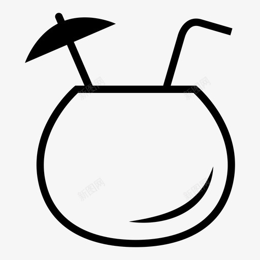 椰子海滩饮料图标svg_新图网 https://ixintu.com 果汁 椰子 水果 海滩 饮料