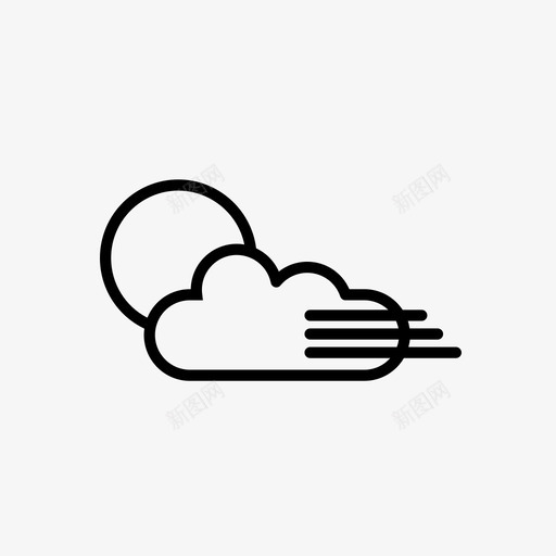 晴朗的风云轮廓图标svg_新图网 https://ixintu.com 云 天气 晴朗的风 轮廓