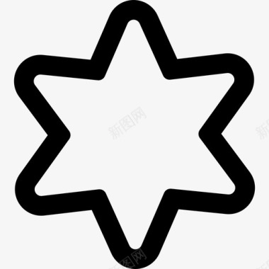 星的六点轮廓形状通用接口图标图标