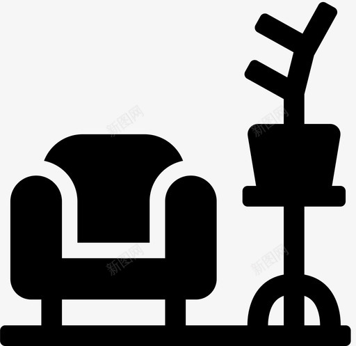 扶手椅舒适家具图标svg_新图网 https://ixintu.com 客厅 家具 家居 扶手椅 栖息地 植物 舒适