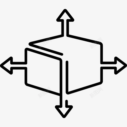 包装超薄轮廓带四个方向箭头物流超薄图标svg_新图网 https://ixintu.com 包装超薄轮廓带四个方向箭头 物流超薄