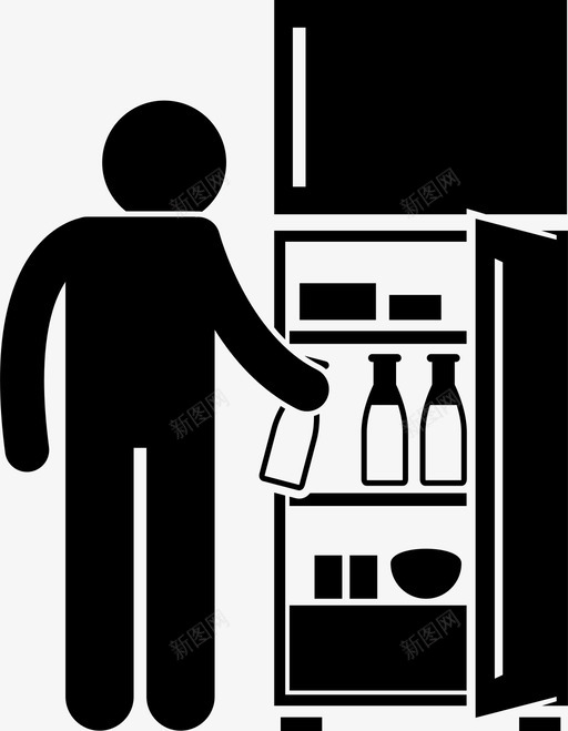 从冰箱取奶门食物图标svg_新图网 https://ixintu.com 从冰箱取奶 冰箱 厨房 打开 门 食物
