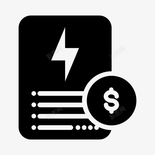 电费单金额单据美元图标svg_新图网 https://ixintu.com 单据 电力 电费单金额 纸张 美元 能源