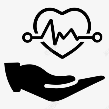 心脏保护护理手图标图标