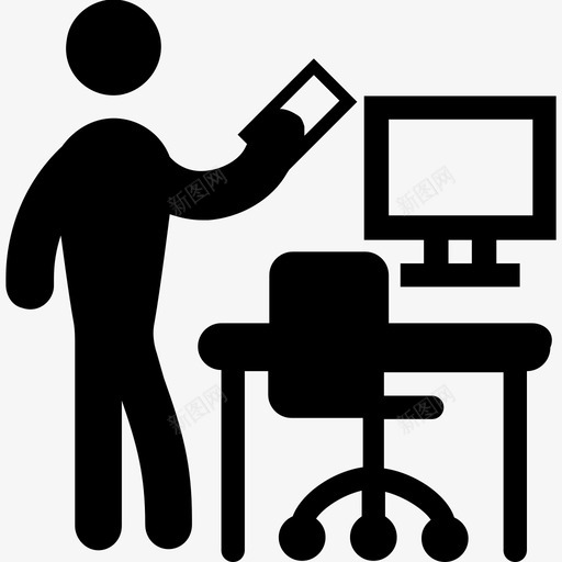 办公标办公桌员工图标svg_新图网 https://ixintu.com 一组象形图字形图标 办公桌 办公矢量图标 员工 工作 工作场所