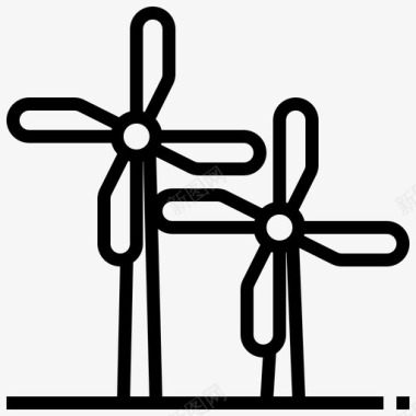 风力涡轮机生态能源图标图标
